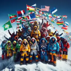 Group of Climbers Mountain Everest Summit