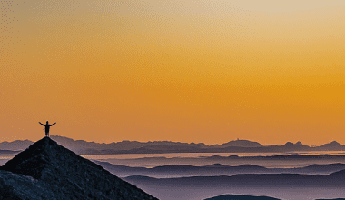 Man on Mountain Peak